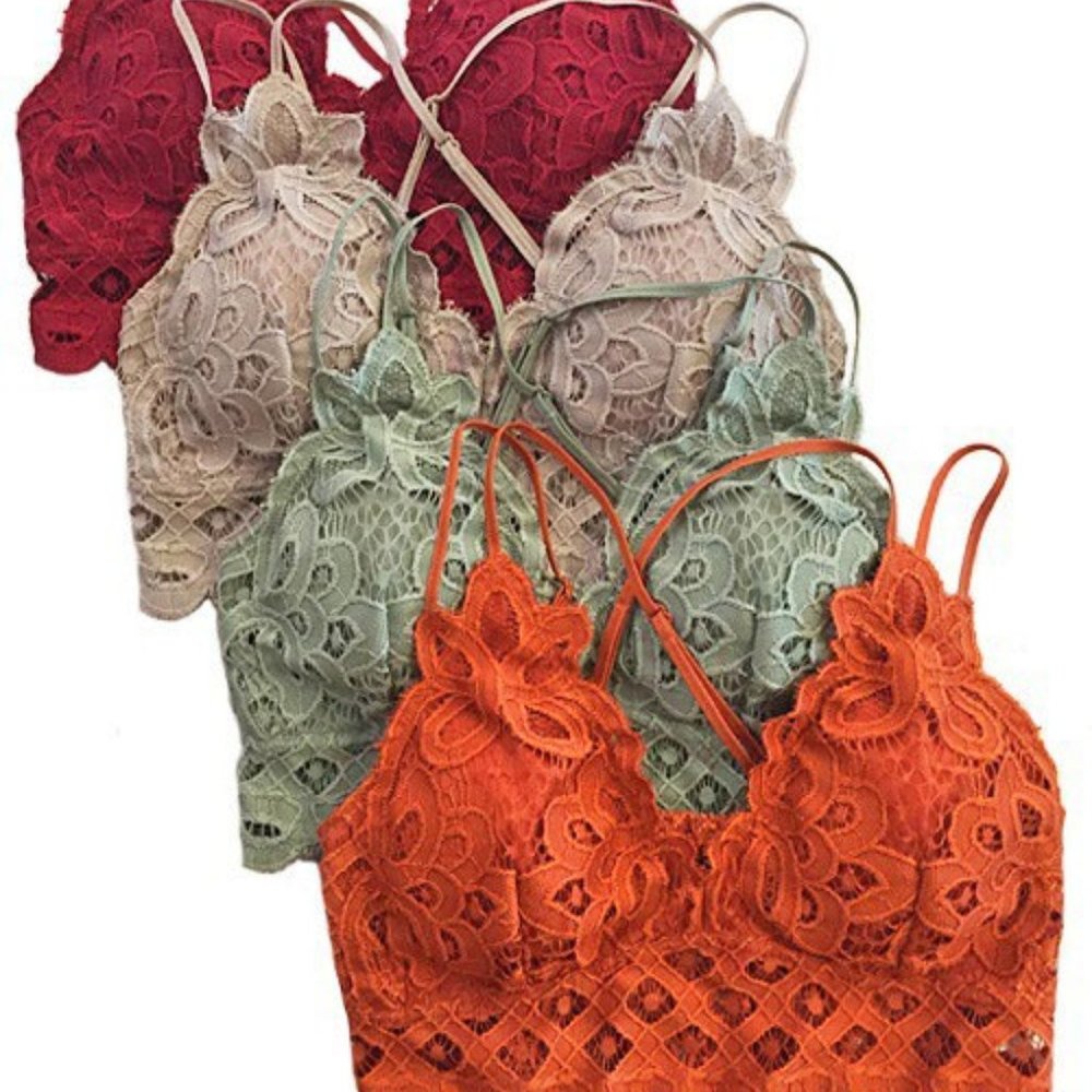 New Plus Rust Crocet Lace Bralette - Picture 3 of 3